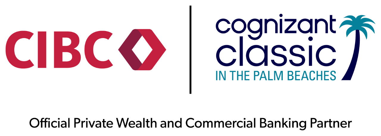 CIBC and Cognizant Classic in the Palm Beaches logos with text: Official Private Wealth and Commercial Banking Partner.