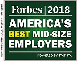 Forbes America’s best mid-size employers 2018 logo